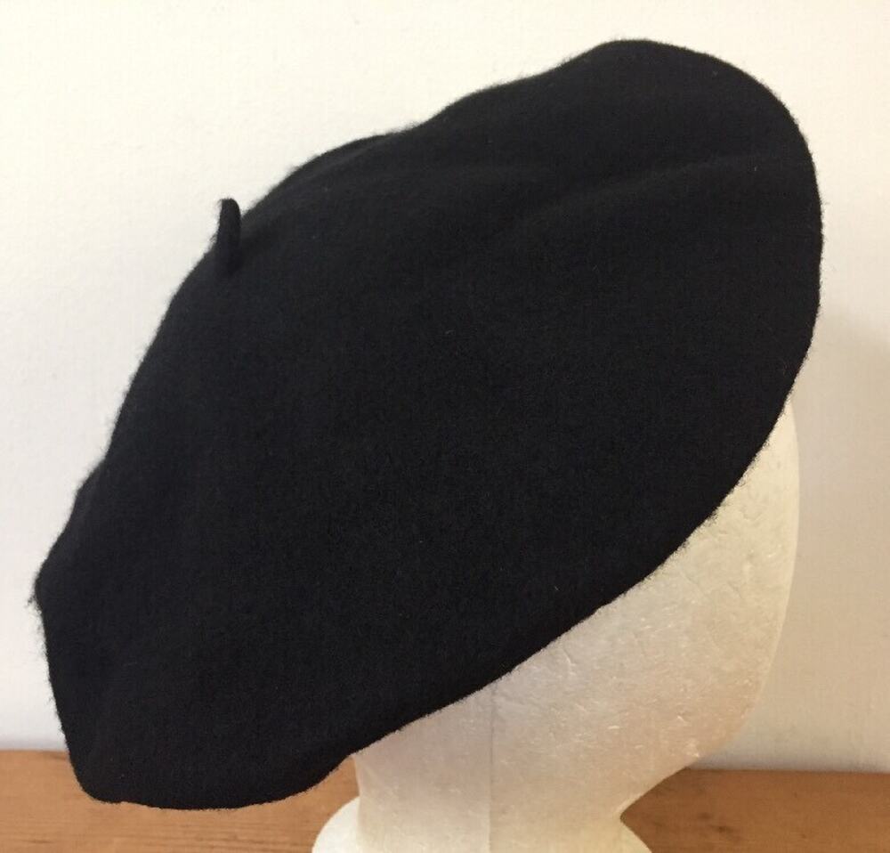 Accessories Black Felted Wool Nylon Blend French Style Beret On Size Fits Most